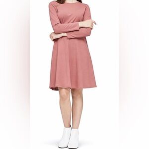 Uniqlo Dusty Rose Long Sleeve Fit and Flare Dress Sz S